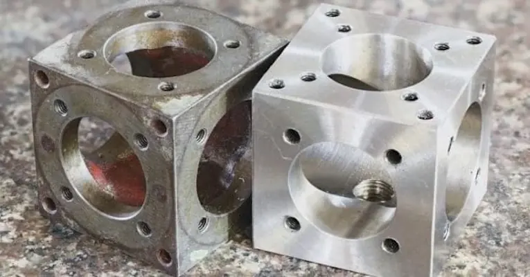 Metal parts before and after passivation